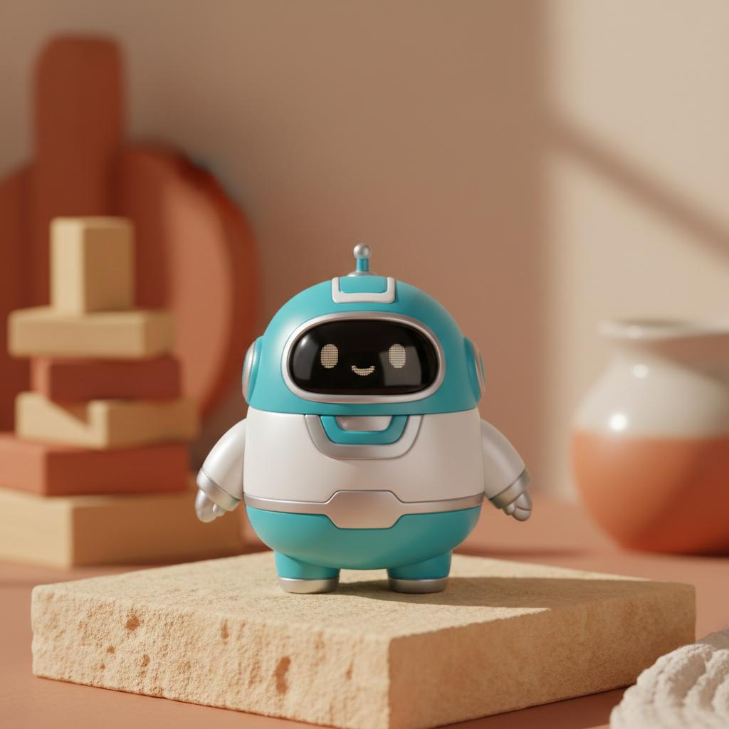Cute round mecha robot figure